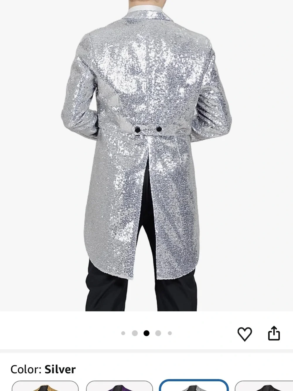 Men's Silver Sequin Tailcoat Blazer - Formal Evening Jacket